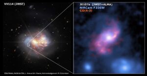 A fierce storm in a giant barred spiral galaxy 11 billion years ago